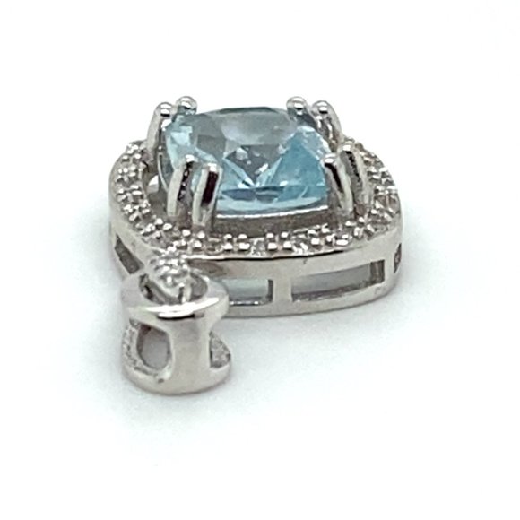 Aquamarine 1.30ct White Gold Finish Solid 925 Sterling Silver Pendant - Picture 4 of 7